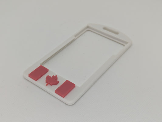 Raised Canada Flag on White Badge