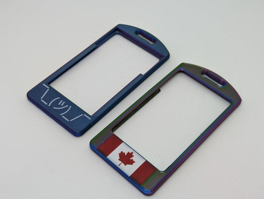 Shruggie front / Canada Flag back flat on Polychromatic red/green/blue